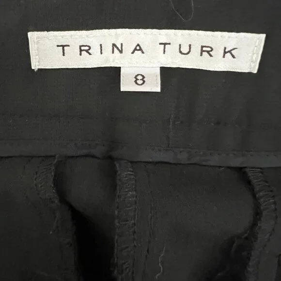 Trina Turk Black Wide Leg Trousers Pants Minimalist 8 Capsule Wardrobe - Picture 9 of 15